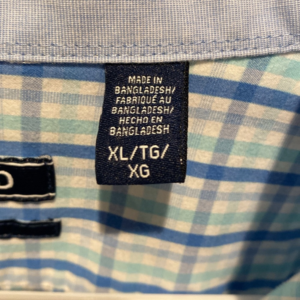 IZOD XL‎ Slim Fit Long Sleeve Button Down Shirt.  Plaid.  Blues/White.  Cotton - Picture 4 of 7